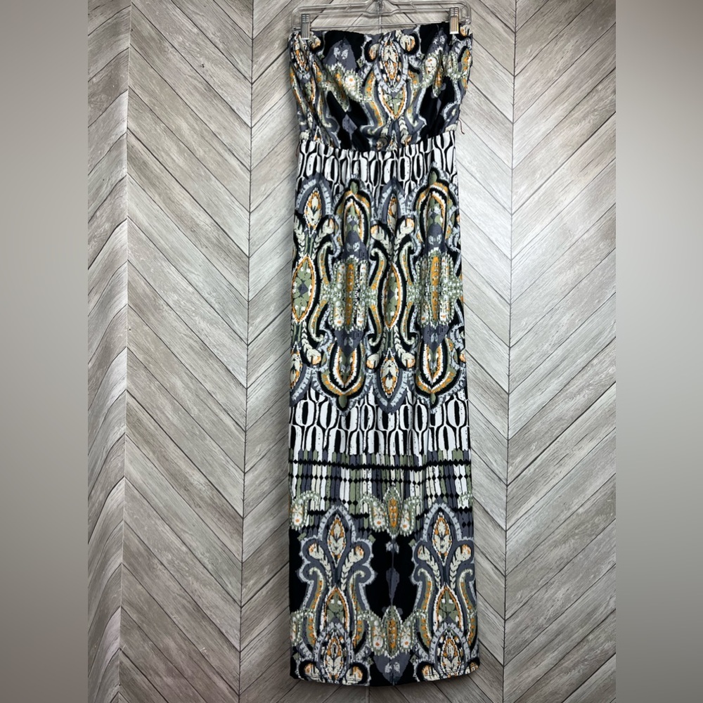 Ruby Rox Patterned Strapless Maxi Dress Medium - image 1